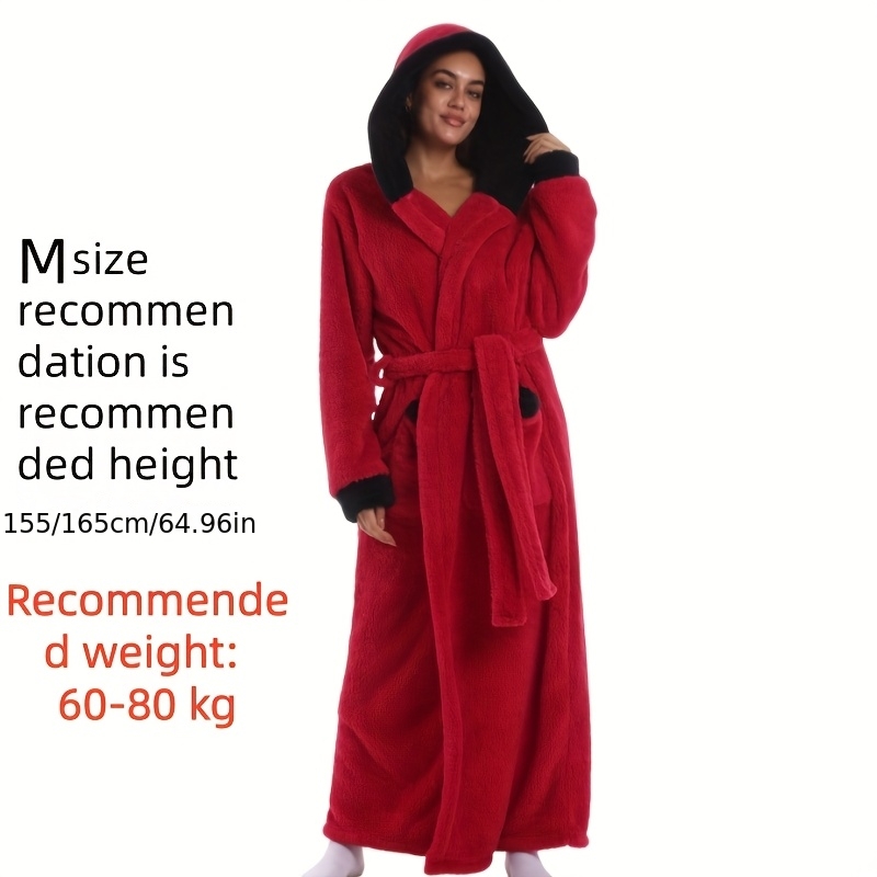 1 stuks Extra Lange Badjas - Dikke Winter Badjas met Capuchon, Pluche Fleece-achtige Textuur, Elegante Badjas voor Thuis & Reizen voor Vrouwen/Mannen