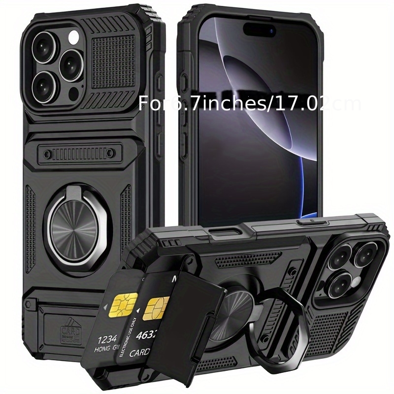 Image of Phone Case: Shockproof Heavy-duty Hard Phone Case With A Stand And Card Slot, For Iphone 17 Pro Max, 16 Pro Max, And 15 Pro Max., Case Can Enhance Photo Shaking & Effect, Latest Model Can