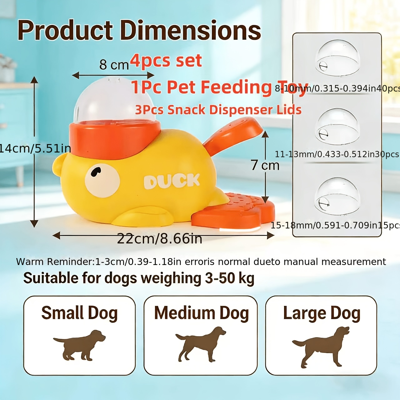 TEMU 4pcs Set, Premium Thickened, Weighs 285g, Includes An Interactive Duck-shaped Pet Feeding Toy With -and-rotate Treat Dispenser. Features