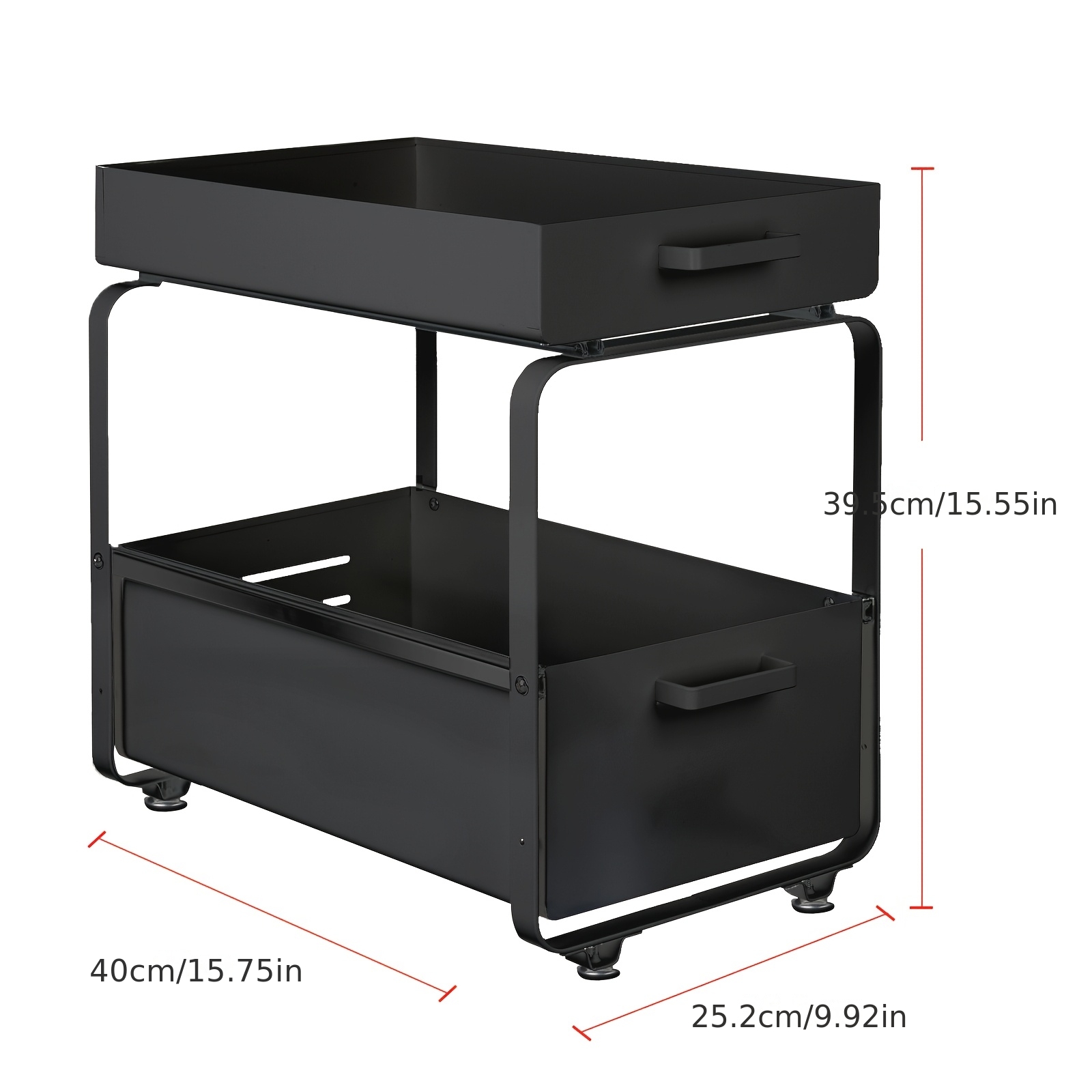 TEMU Boîte de rangement coulissante noire à niveaux, pour organiser les épices, les fournitures de bureau et les articles de nettoyage