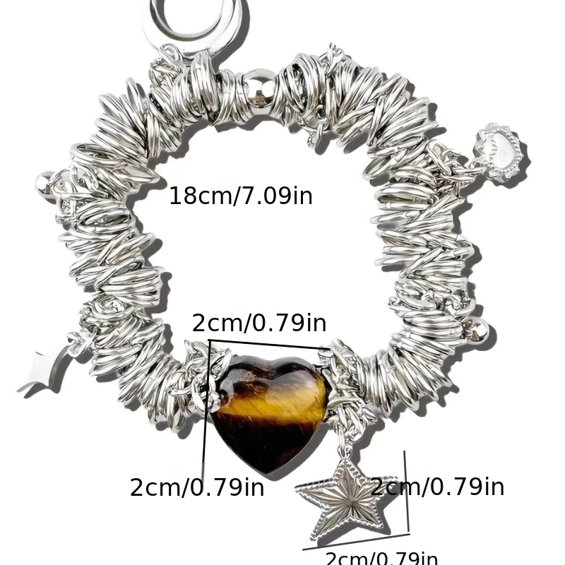 Women's Complex Design High-V Love Tiger Eye Stone Bracelet