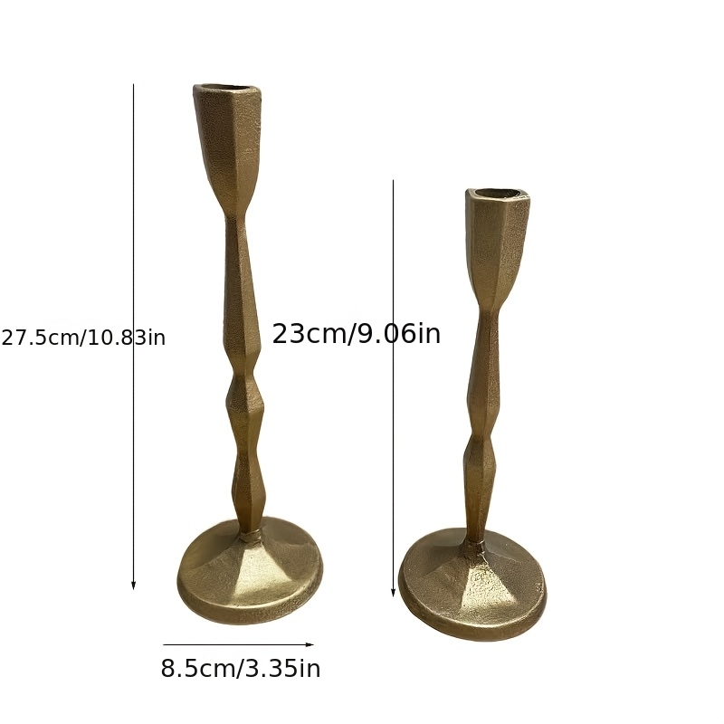 Golden Candlestick Holders - Heavy Duty Cast Iron Candle Stick Holder Set of 2 - Unique Taper Candle Holder for Entryway, Table Decor Or Housewarming Gift