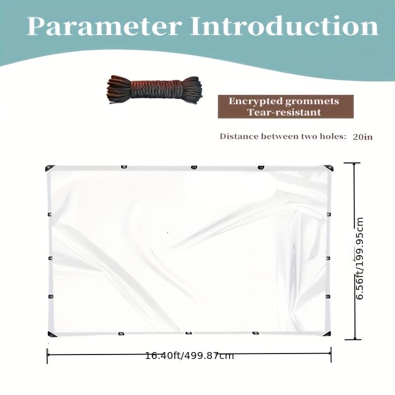 TEMU Bâche robuste en PVC 20 Mil, résistante au vent et imperméable, avec un cordon gratuit. Fabriquée en PVC épaissi, combinée à la technologie de