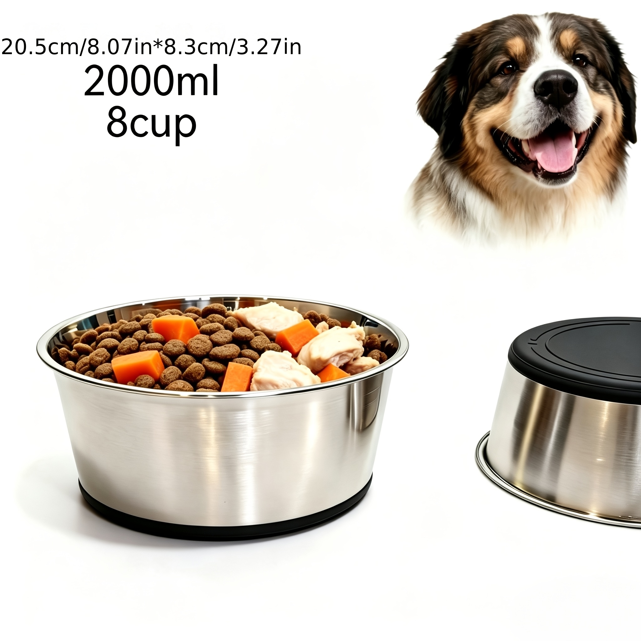 TEMU Heavy-duty 304 Stainless Bowl/pet Dish With Features Including Reinforced Thickness, Non-slip Base, Elevated Design, And . Pet, Give Them A