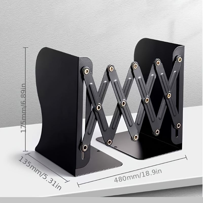 TEMU Thickened And Enlarged With Baffle, Adjustable Book Ends, Metal Bookends For Heavy Books, Desk Book Holder For Shelves, Book Organizer For Desk,