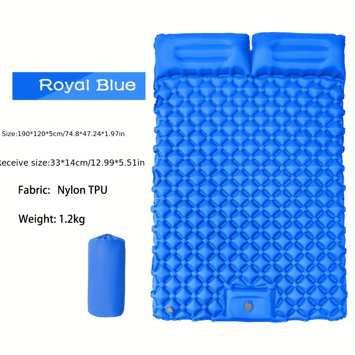 TEMU 2-person Or 1-person Ultra Light Nylon Tpu Self Inflating Camping Sleeping Mat, Lightweight Camping Air Cushion With Built-in Pump Camping Bed,