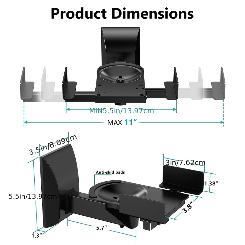 Black Wall Mount Universal Stereo Speaker Bracket