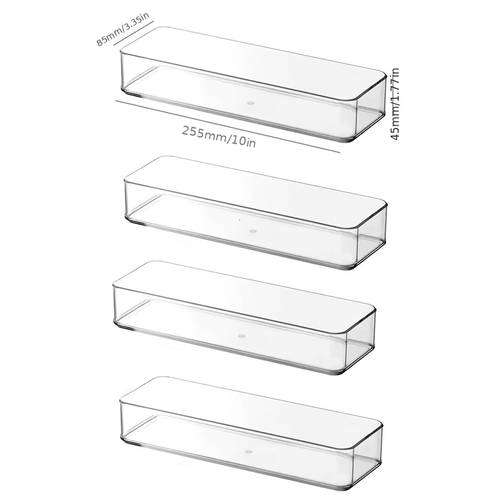 item picture 4 6 8 10pcs plastic drawer organizer countertop organizer tray stationery holder white semi open accessory tray stackable storage box suitable for dresser office home utensils small tools cabinet transparent style