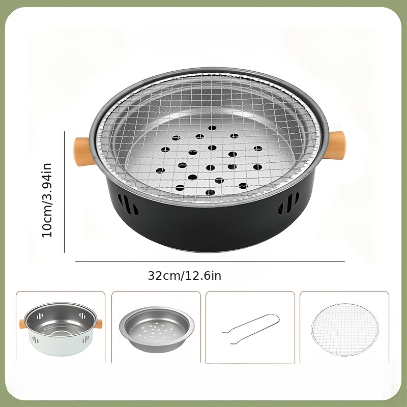 TEMU Portable Desktop Grill In Stainless Steel With Grill Mesh | Designed For Domestic Use, Split Charcoal Grill, Indoor And Outdoor Use