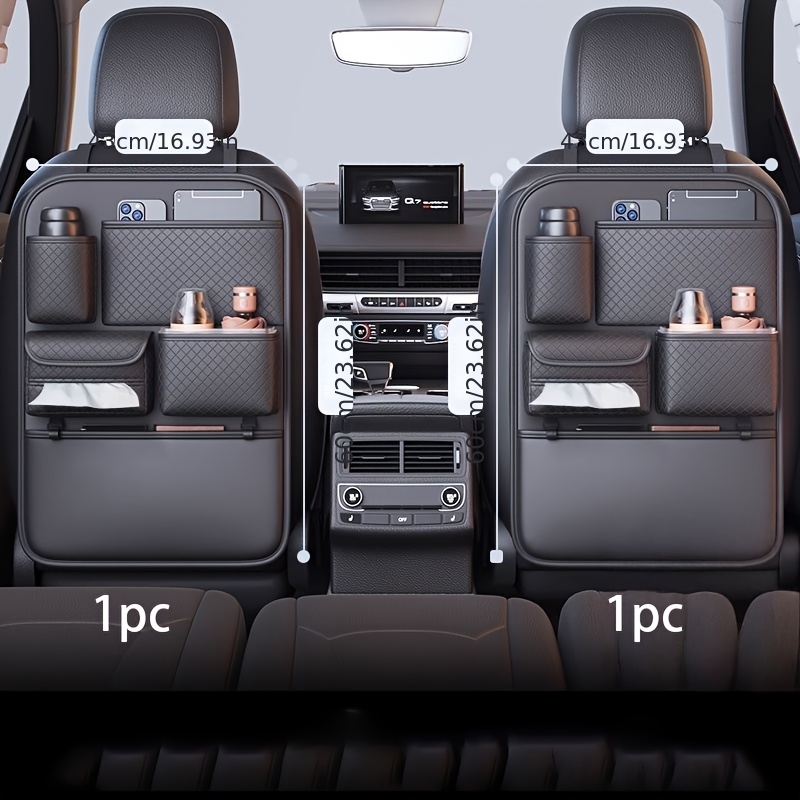 1pc of multifunctional storage bag for car seats designed for tissues and cups enhances interior decor     and easy to   of faux leather