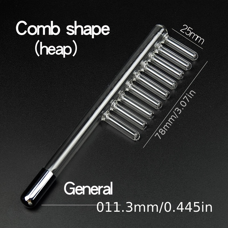 Image of High Frequency Electrotherapy Instrument Glass Tube Universal Accessories Electrotherapy Comb Scalp Comb Mushroom-shaped Ozone Electrotherapy Rod Facial Beauty Instrument