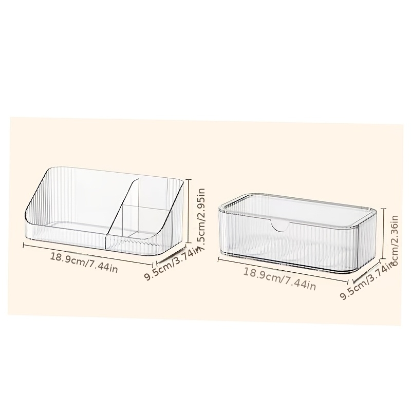 TEMU Set (1pc Grid Box And 1pc Drawer Box) Transparent Grid Storage Box Stackable Drawer-style Desktop Organizer Wavy Storage Box Layered Partition,