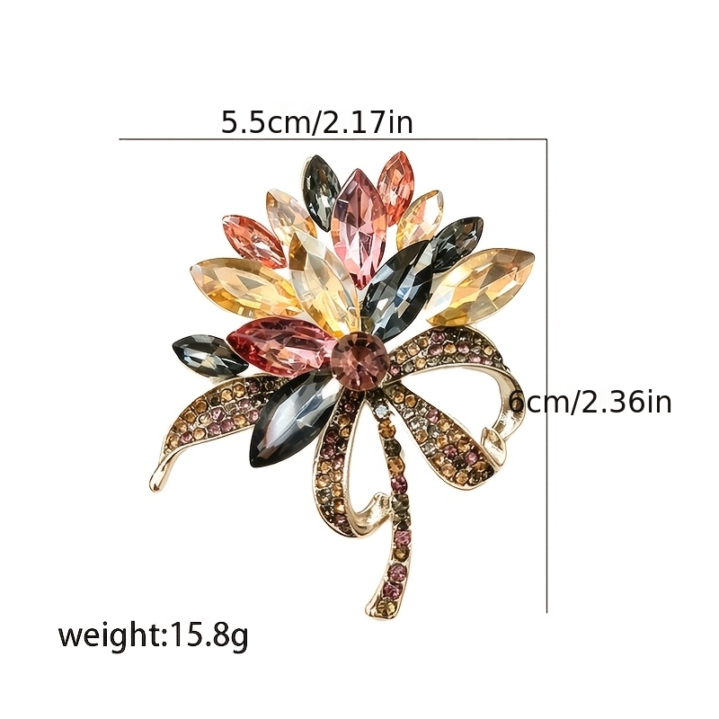 TEMU 1pc Broche Bouquet de Main Étincelant Femme Manteau Pull Robe de Soirée Cadeau d'Anniversaire pour Amies Corsage Bal Mariage Fête Épinglette