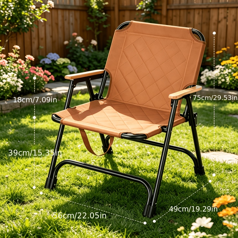 Patio Rocking Chair Outdoor Patio Folding Chair, Padded Foldable Camping Chair with Wooden Armrest, Lightweight Portable Lawn Chair for Backyard, Deck, Garden And Balcony