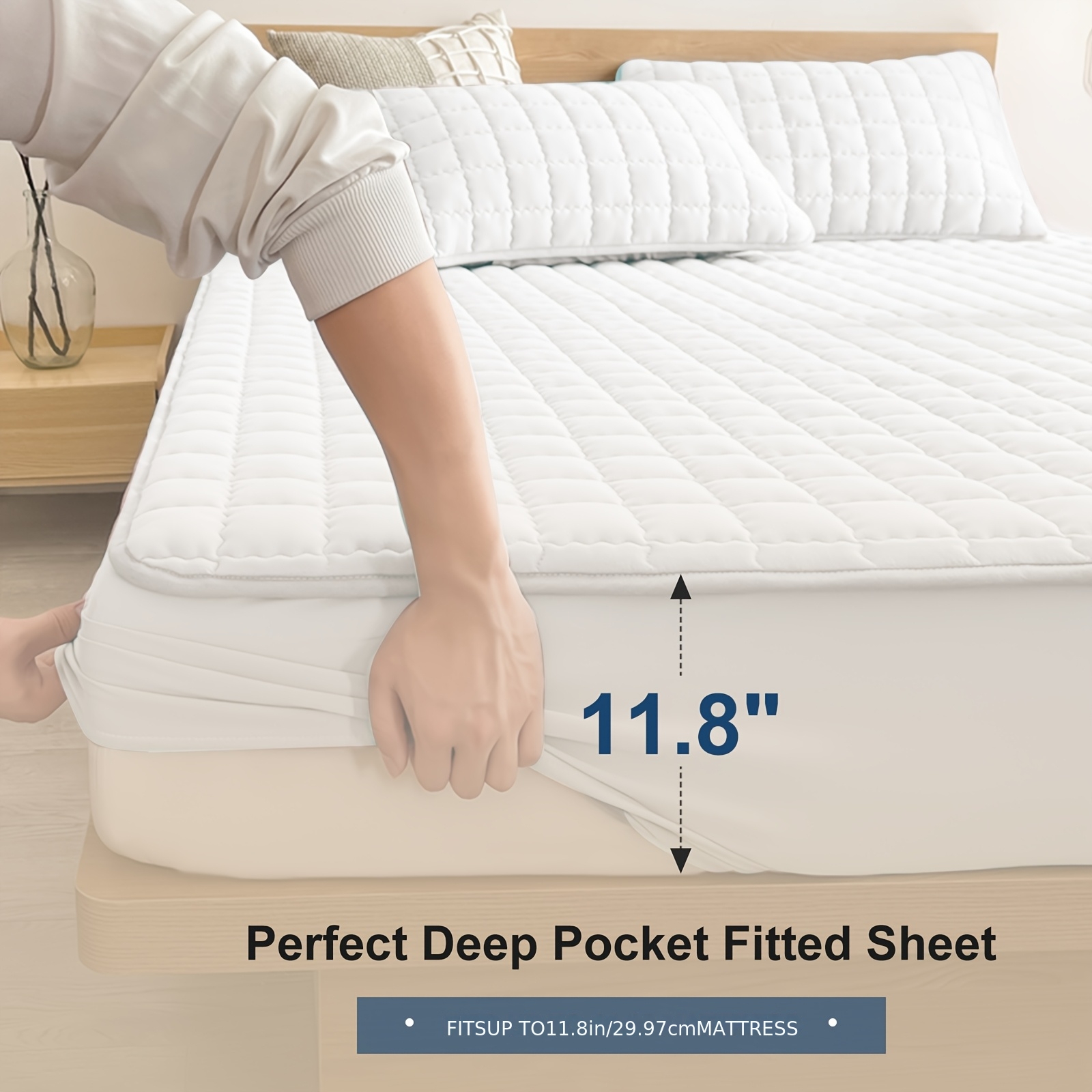 1pc Quilted Mattress Protective Cover - Soft & Waterproof Mattress Protector, Fitted Sheet-Compatible Bedding Cover for Bedroom/Guest Room, 7 Colors Available(Excluding Pillowcase)