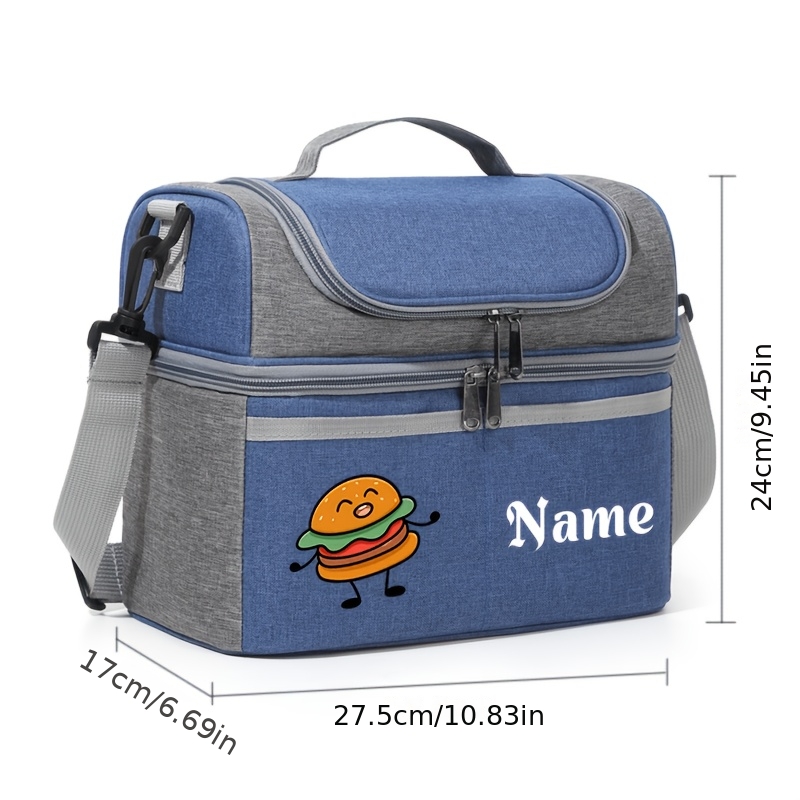 TEMU Sac à déjeuner isotherme double paroi personnalisable avec nom/texte - Grand sac thermique pour le rangement, idéal pour , les voyages - Inclut