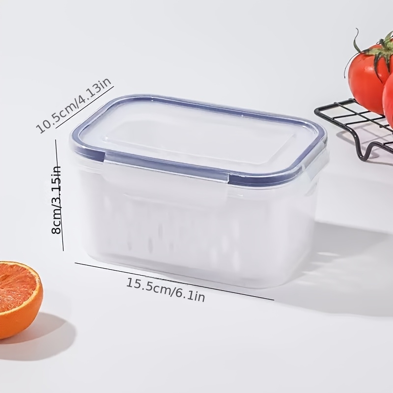 TEMU 2pcs Set: 1 Container + 1 Draining Basket. Large-capacity Refrigerator -keeping Container With Removable Filter Mesh, Airtight Food Storage