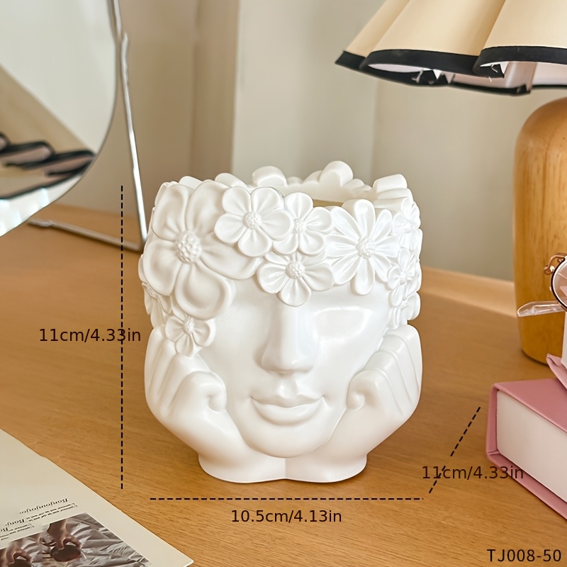 E-shop Blumen Gesichts Topf | Boho Style Harz Statue Dekoration, Leicht, Geeignet für Innen- und Außenbereich, Ideales Geschenk für Sie/Ihn