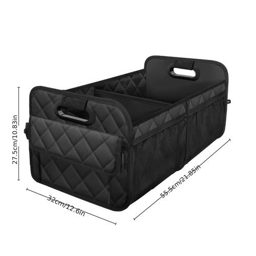 diamond pattern car trunk storage box household storage container black universal for all car models unisex non food contact storage box