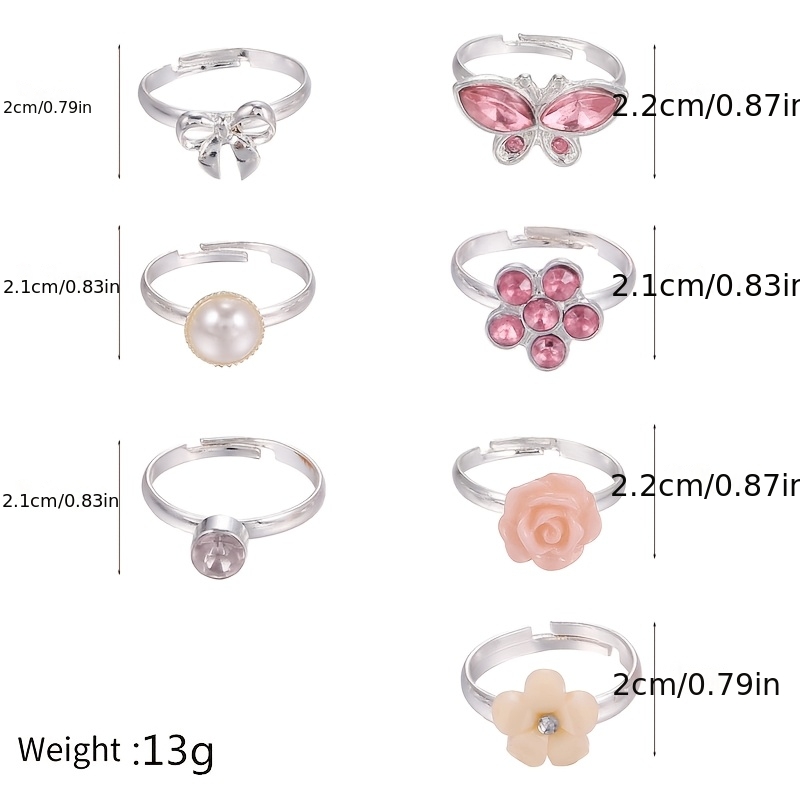 TEMU 7pcs Minimalist Ring Set With , A Girls' Jewelry Collection Suitable For Parties, Gifting , Or Casual Attire, For Teenager
