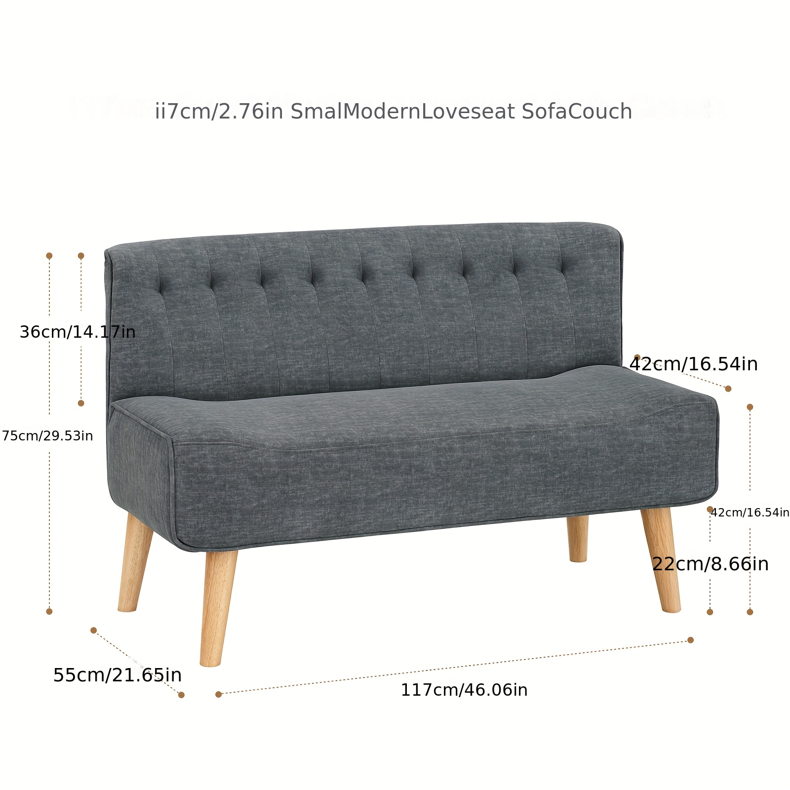 2-seater Sofa Suitable For Small Spaces - Retro Loveseat With Linen Look Fabric & Spring, Compact Couch For Apartments/dorms/bedrooms, Assembly &, Beige, 117 X 56 X 78cm