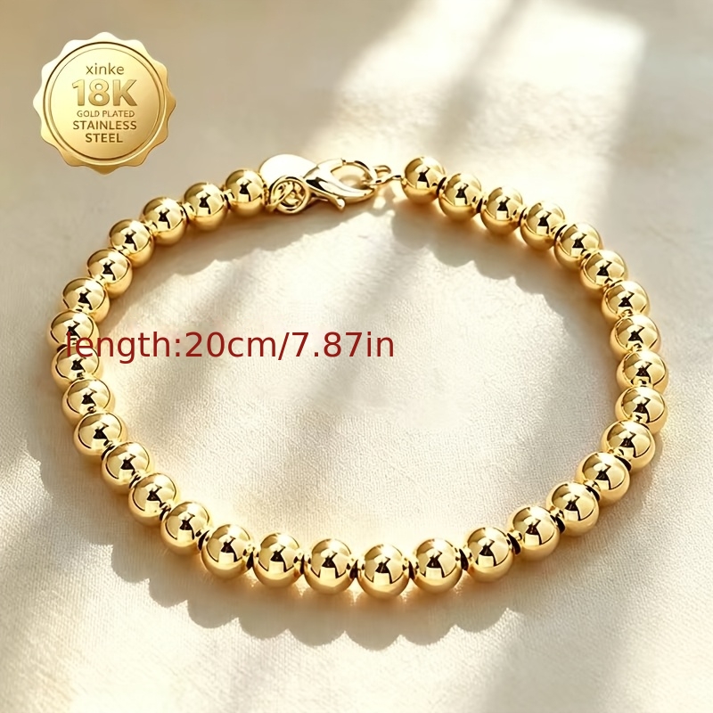 2pc High-Quality 18K Golden Plated Bracelets, Exquisite Bead Jewelry