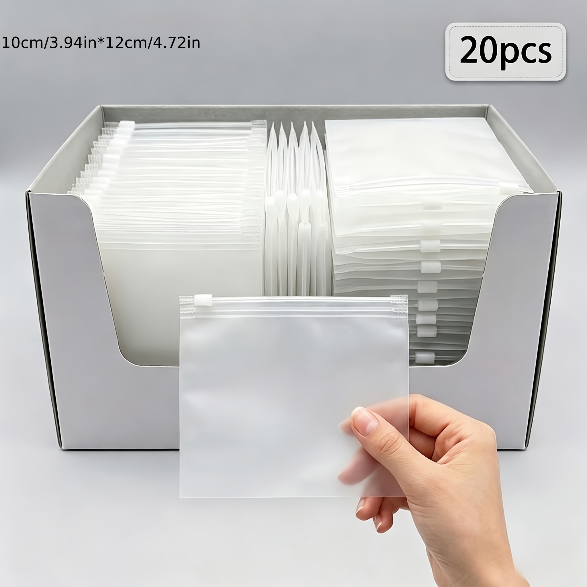 TEMU Paquete de 20/40 piezas de bolsas largas reutilizables para almacenamiento de joyas de 3.94*4.72 pulgadas, neceseres con cremallera esmerilada,