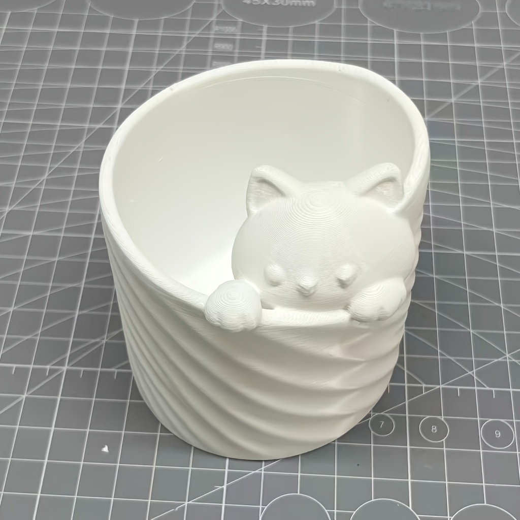 TEMU Cat-shaped Multifunctional Storage Ornament. Used As A Desk Pen Holder, A Makeup Brush Organizer, Or A Storage Solution For Toothbrushes And