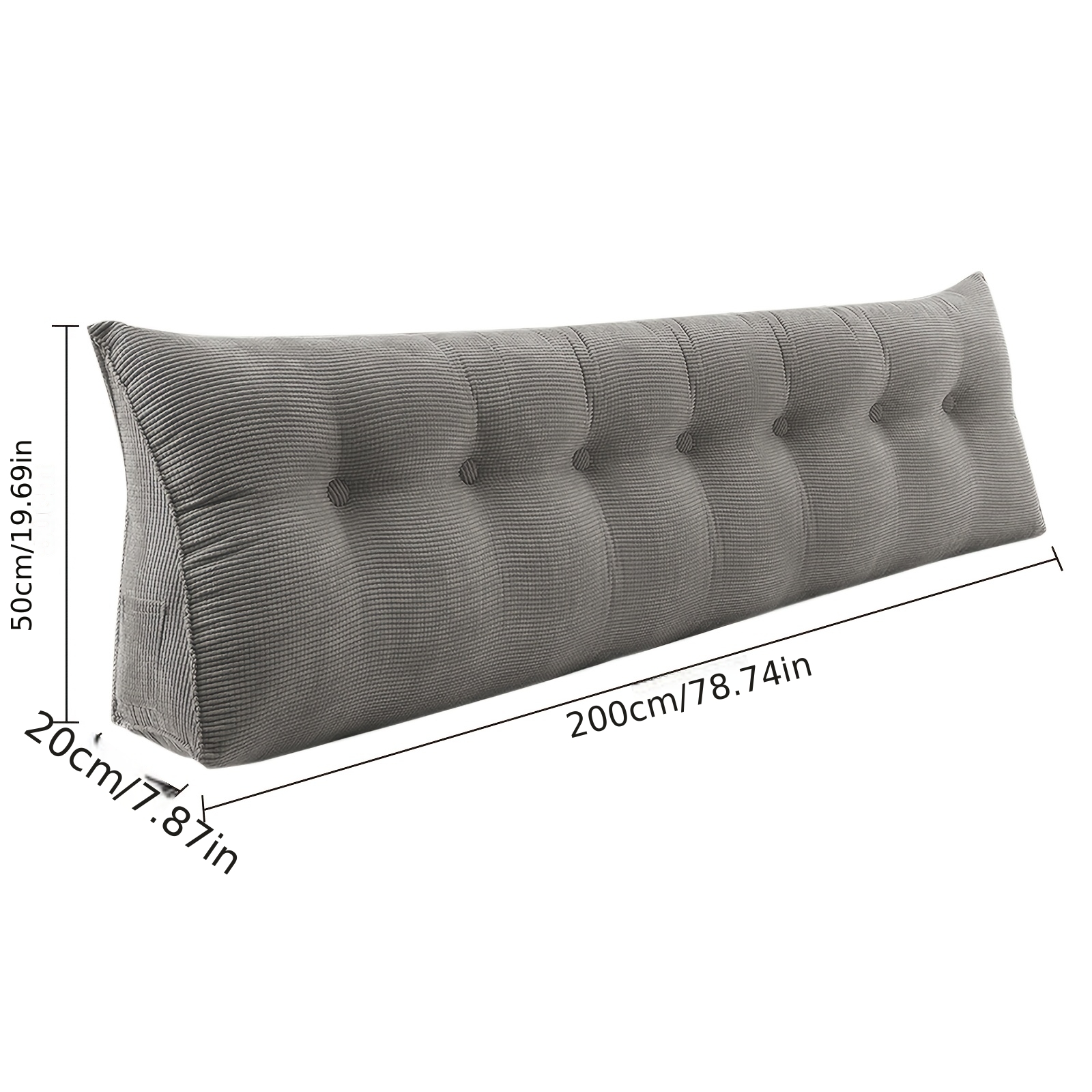 200cm Triangular Reading Pillow | Back Support, Bed Rest Pillow, Washable Fleece Pillowcase, Suitable For Beds, Sofas, Tatami Mats, Grey