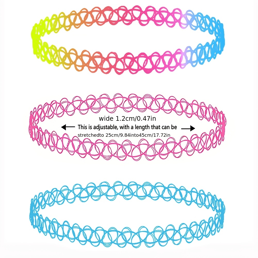3pc 90s Y2K Retro Tattoo Choker Necklace Set