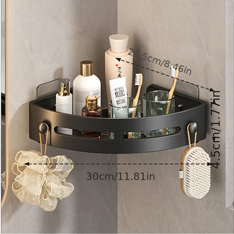 TEMU 1 étagère d'angle de salle de bain, aucune perçage , support de shampooing perçage, pour un rangement ordonné des essentiels de bain, étagère de