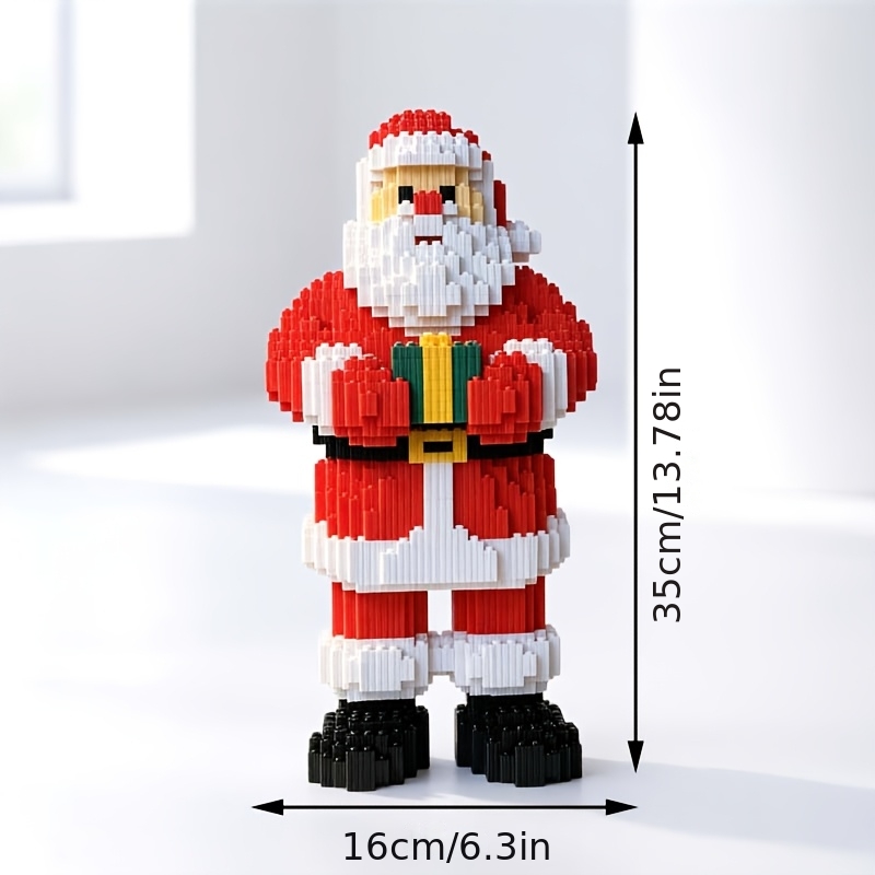 TEMU Père Noël de Noël en Briques de Construction DIY, Jouet d'Assemblage à Petites Pièces, Décoration d'Intérieur, Ornement Cadeau