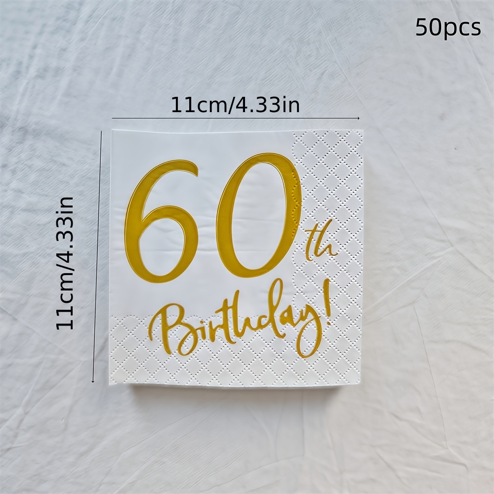 TEMU 50pcs 60th Birthday Party Napkins, 60th Birthday Banquet Party Table Decorations, Fun Napkins, Age-themed Napkins, Holiday Party Atmosphere
