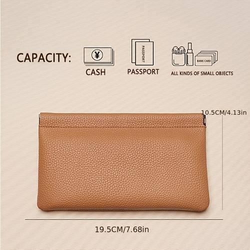 automatic sealing pu retro long wallet automatic closing storage bag coin purse
