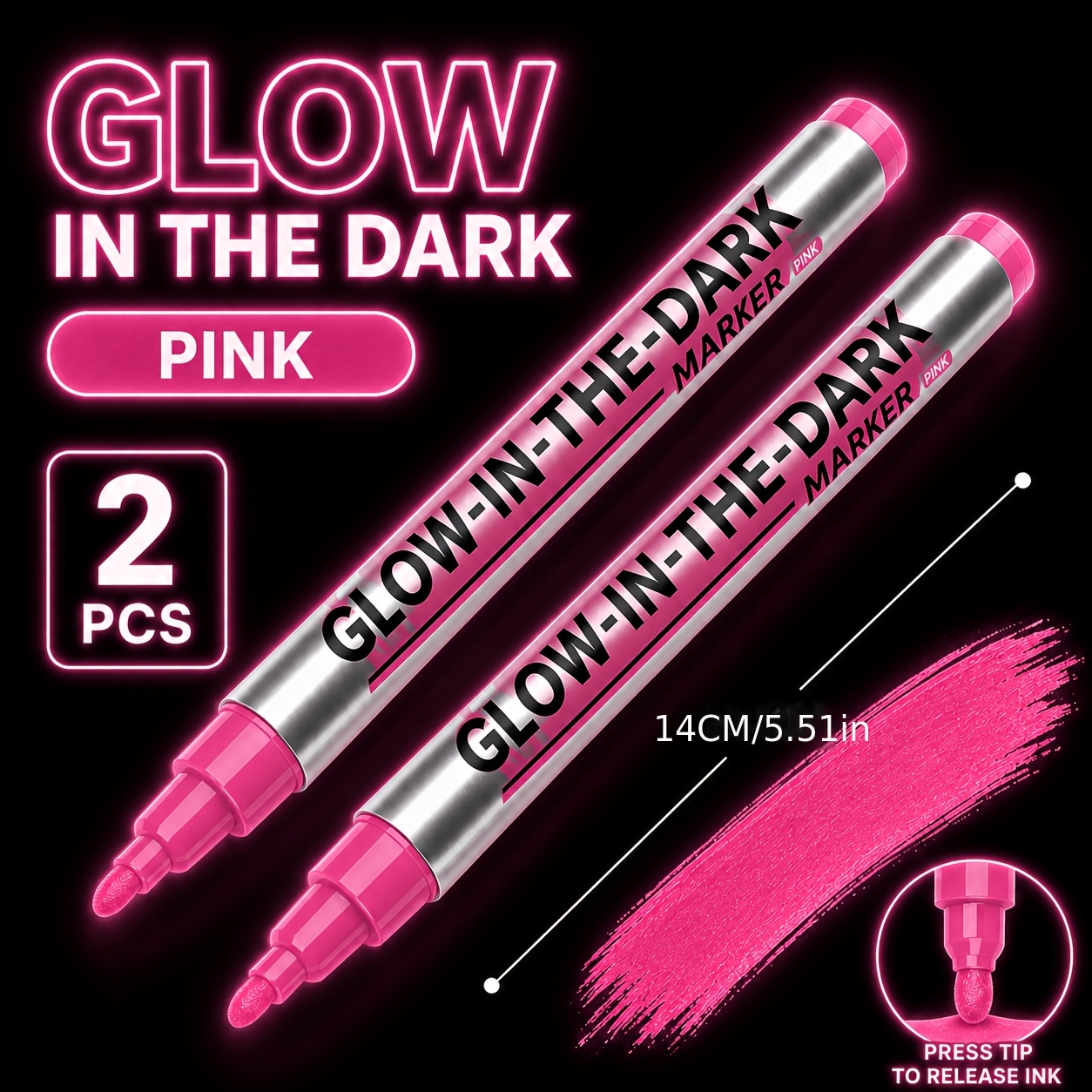 TEMU 2-pack -the-dark Graffiti Fluorescent Pens, Glow In The Dark Pens - 8 Colors Available, Trendy Shoes, Figurine Models, Diy Coloring, And