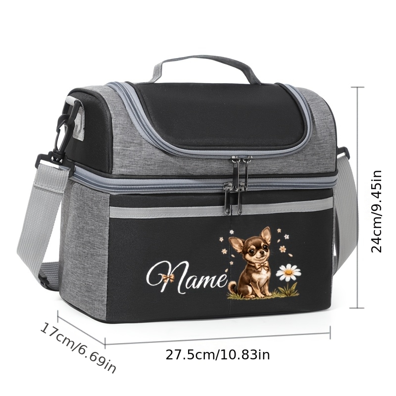 TEMU Sac à déjeuner isotherme personnalisable avec nom/texte, adapté pour et les voyages - Grand sac cabas thermique avec système de pochettes de