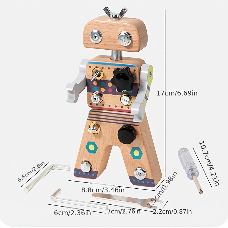 Wooden Screw Robot Assembly Toy for Kids
