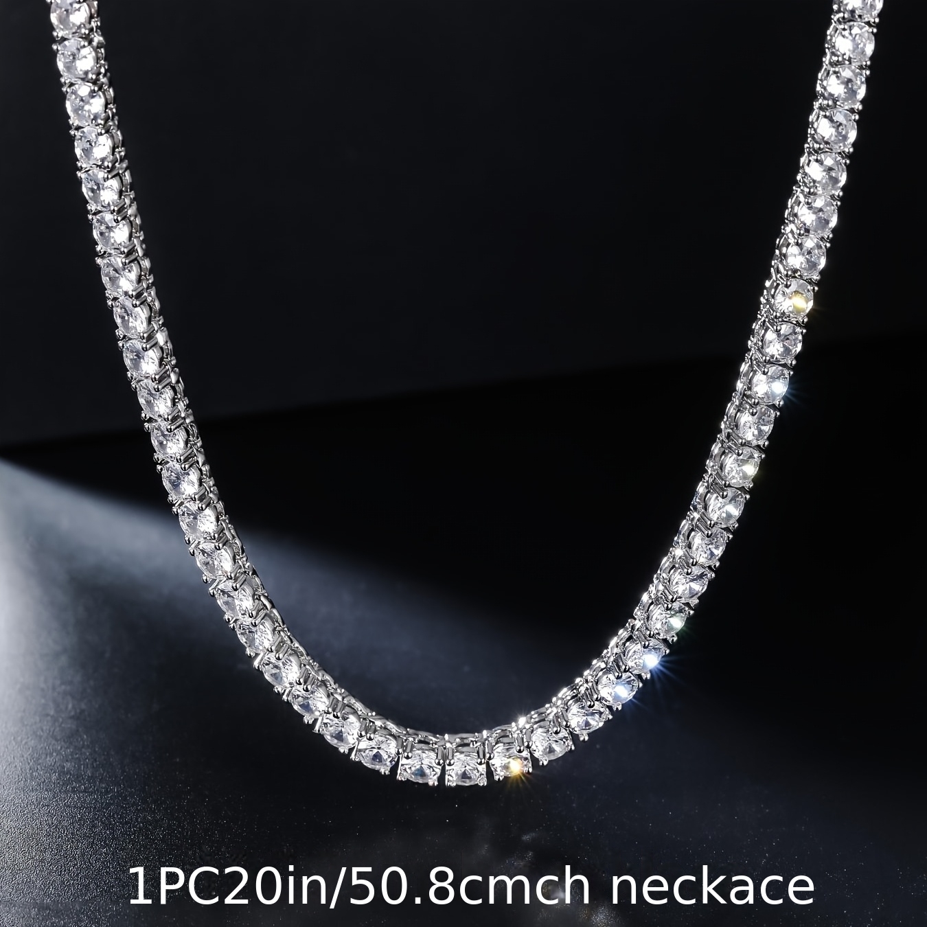 TEMU Collier de tennis tendance pour hommes, 4.0 mm, ronde 3A, chaîne de tennis de qualité 4A, universel, 14-24 pouces