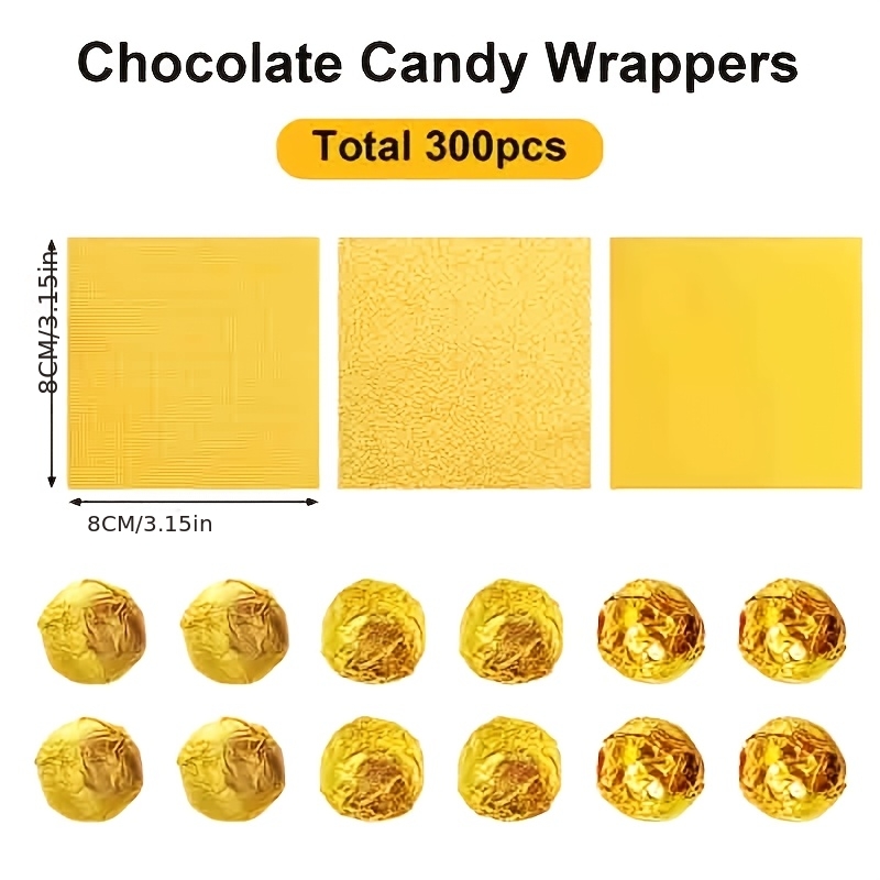 E-shop 300 Stück Schokoladenbonbon-Verpackungsgoldpapier, goldene Folie, Süßigkeiten-Verpackungspapier, Aluminiumfolie, Süßigkeiten-Verpackung,