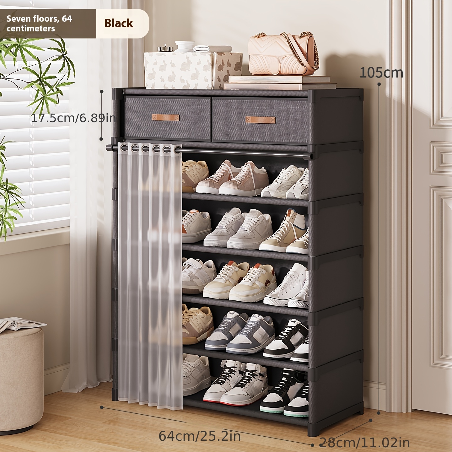 Image of 1pc Household Multi-functional Shoe Storage Rack, Indoor Large Capacity Shoe Rack, Independent Dust-proof Shoe Cabinet, Cabinet At The Entrance Hall, Suitable For Apartments, Dormitories, And