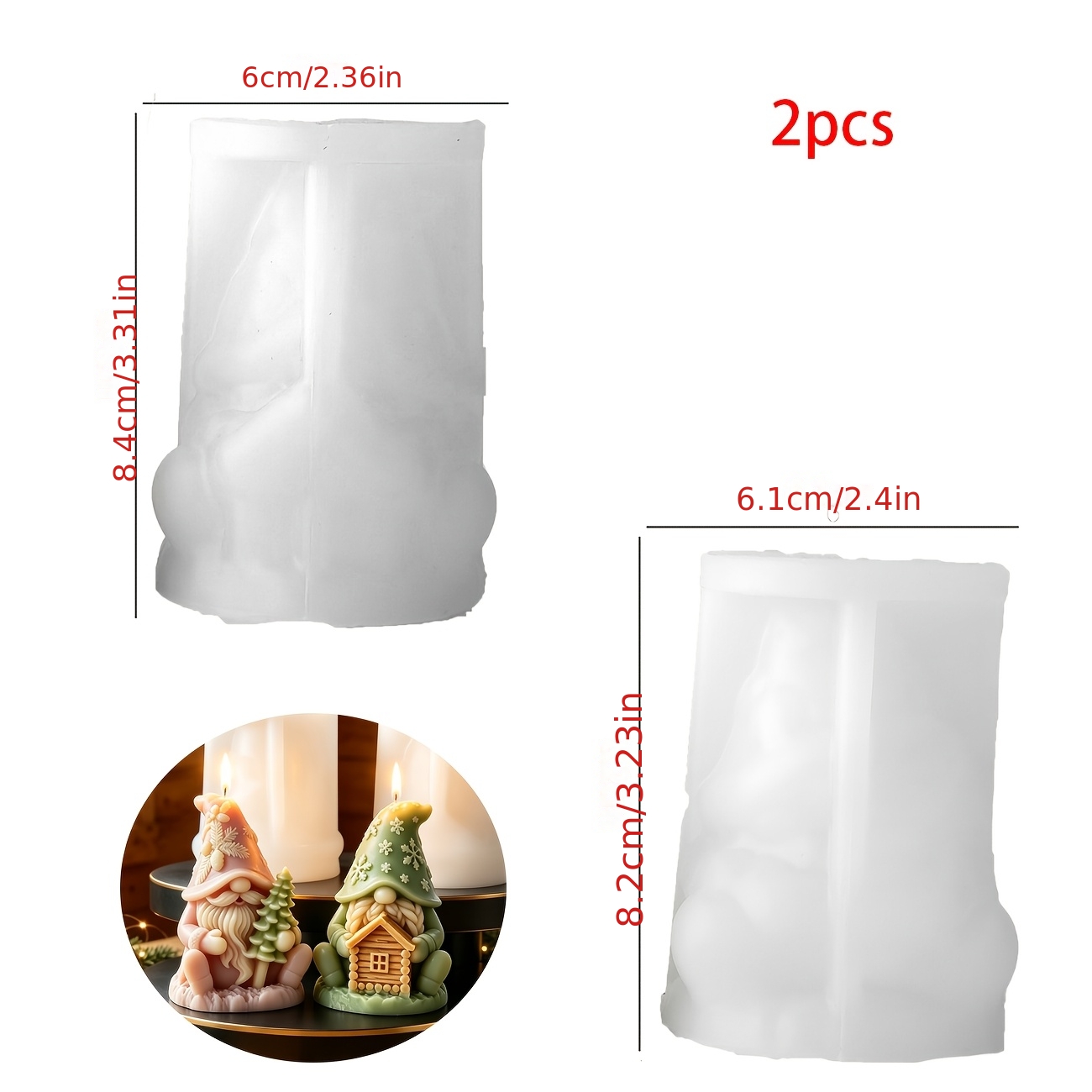 TEMU 2-pack Christmas Gnome Faceless Old For Man Scented Candle Silicone Mold, Resin Silicone Mold, Made Of Silicone, Easy To Demold And Clean, Ideal