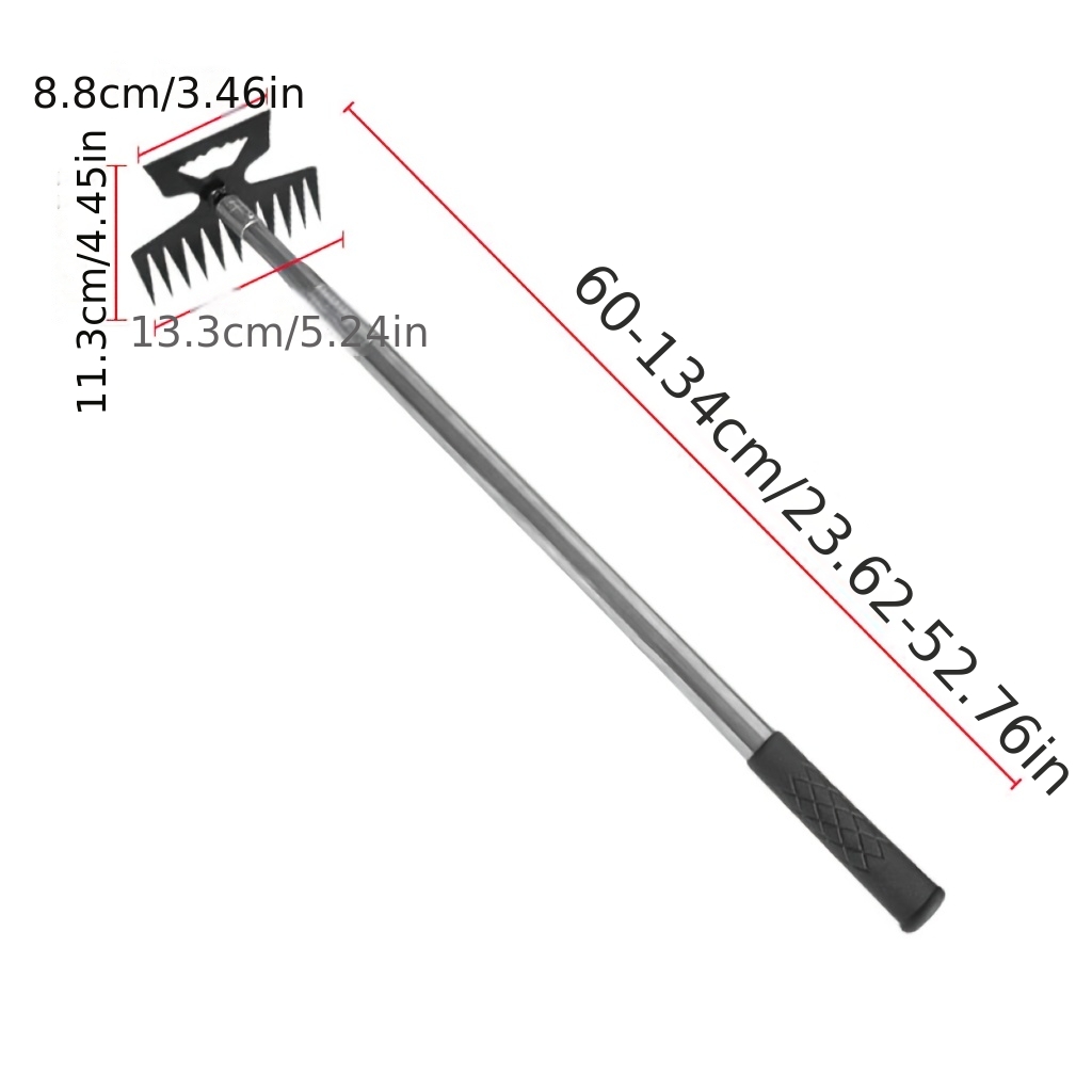 2pcs Set (telescopic Rod And 11-tooth Weeder Rake) Adjustable 60-134cm And Detachable Dual-use Weeding And Soil Loosening Tool, Multifunctional For Lawn, Yard, Farm Maintenance