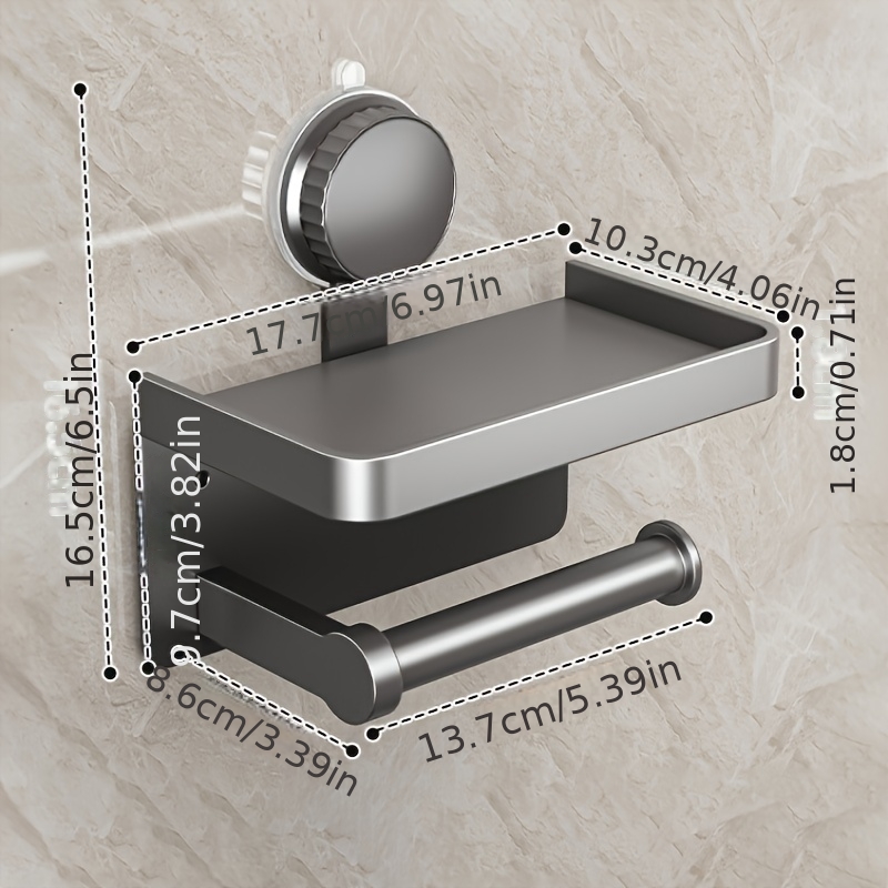 TEMU Estante de papel higiénico de pared - Soporte de papel higiénico de pared sin taladro, soporte para rollo de papel higiénico de baño, estante de