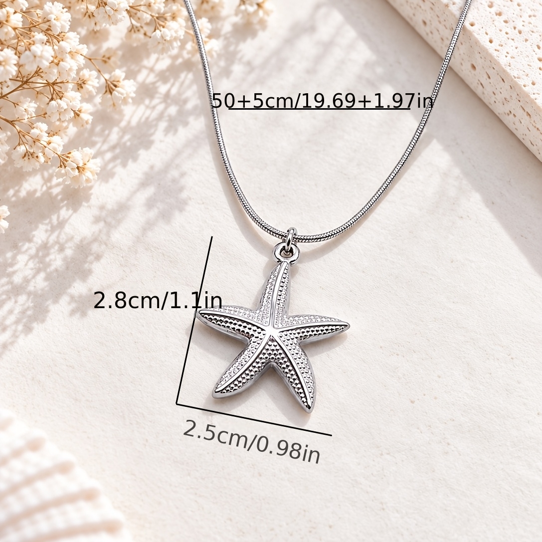 Women's 3D Starfish Outline Pendant Necklace