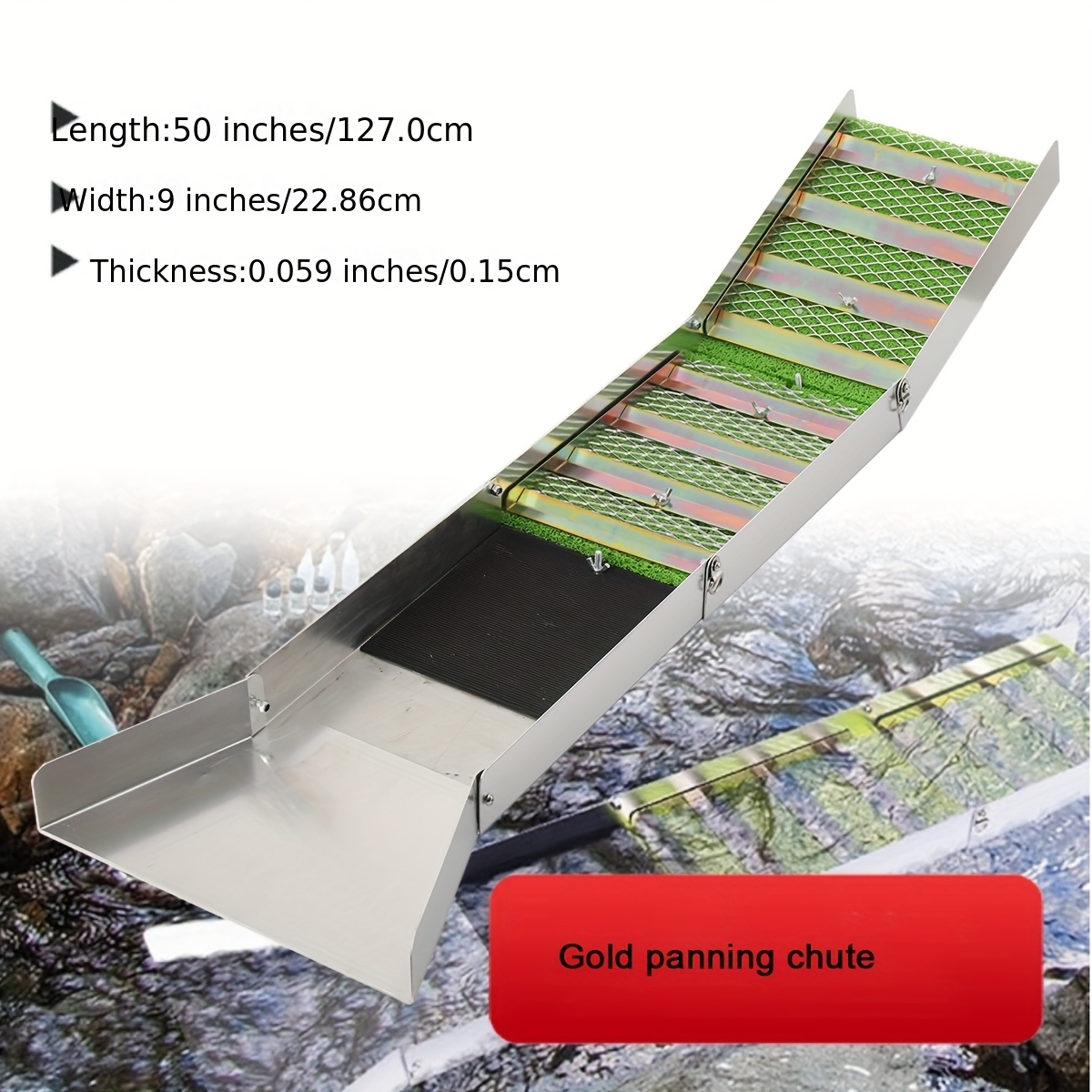 Image of Golden Washing Pan Golden Washing, 127cm X 23cm Golden Search Equipment Set, 50 Inch Foldable Aluminum Alloy Lock Box For Golden Mining For River, Creek, Golden Washing, Peeling, Excavators