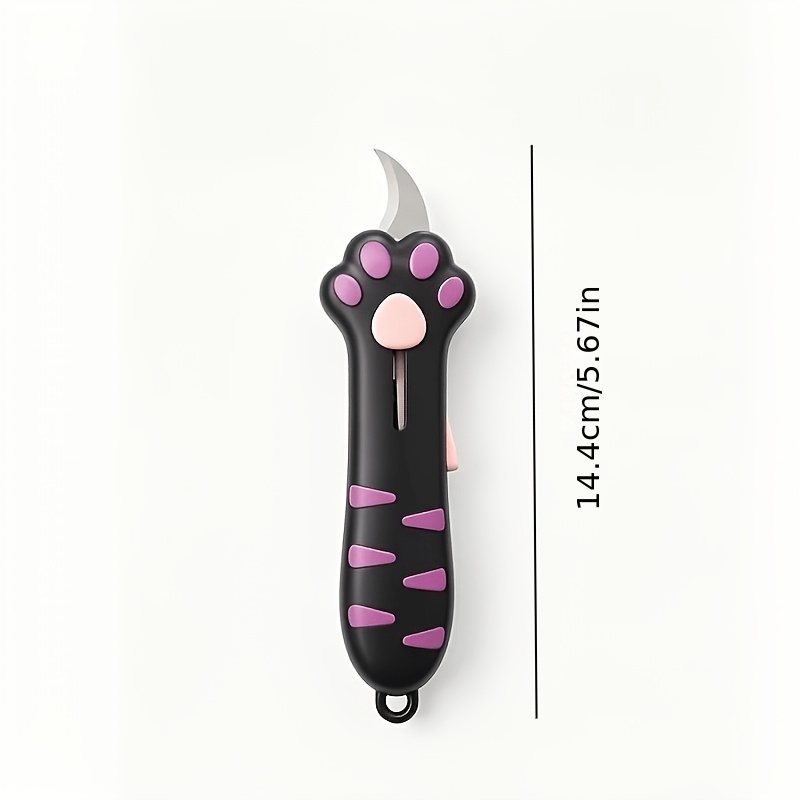 2pcs set 1 cute cat paw retractable box cutter 1 lanyard portable pocket opener anti slip handle for household package cutting crafting back to desktop accessories Product details 4