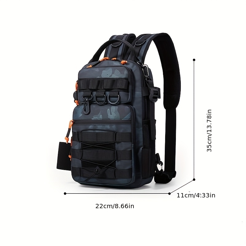 Men's Camouflage Crossbody Fishing Backpack, Outdoor Functional Bag