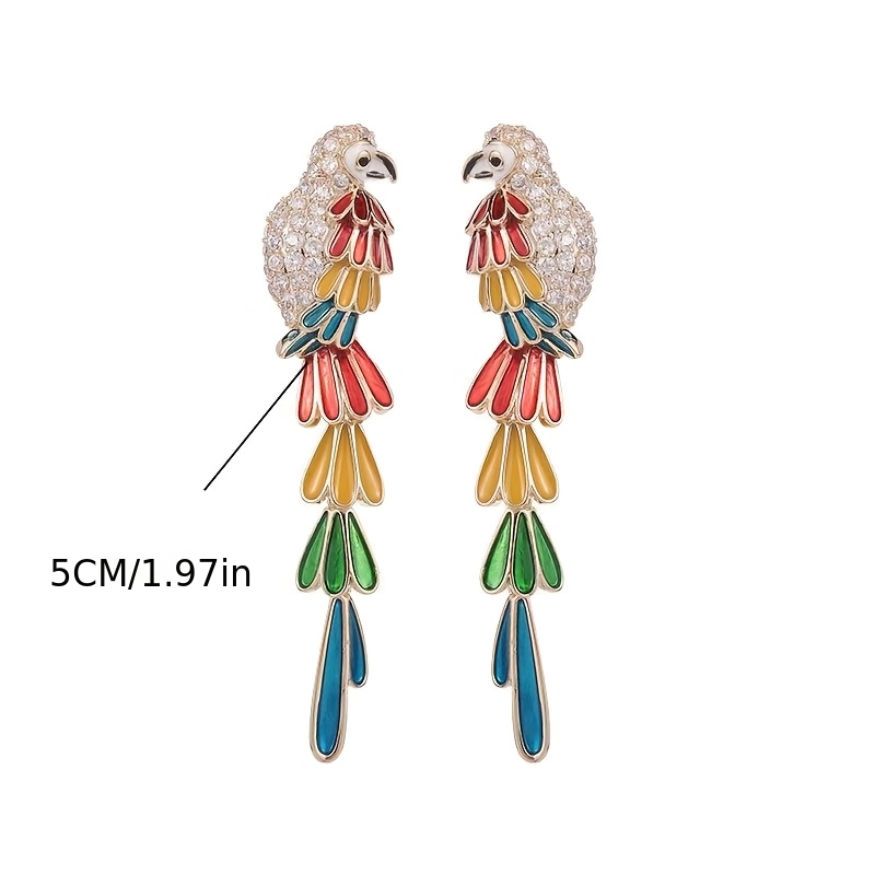 Parrot Ear Studs with Tassel, Easy Wear
