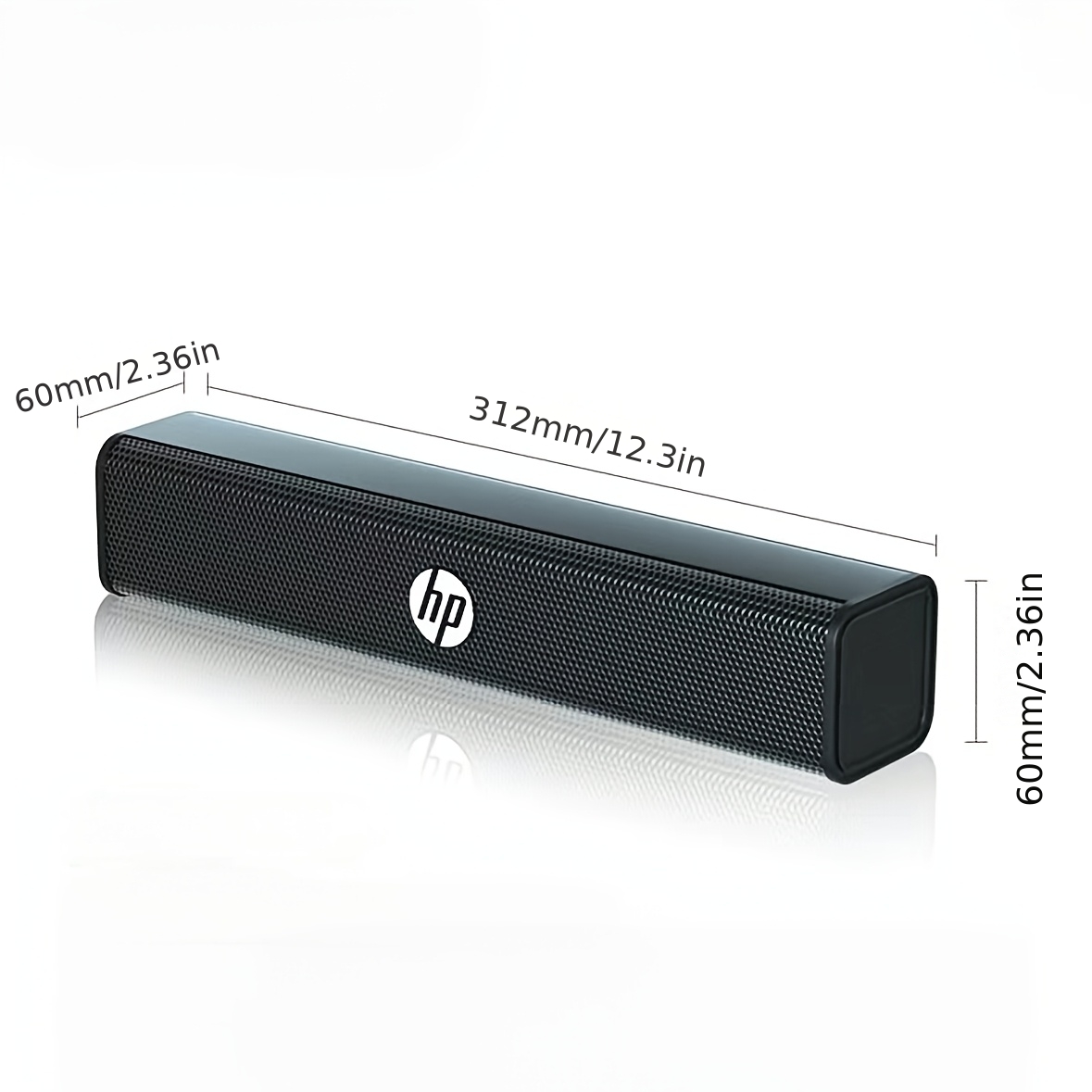 HP Desktop Multimedia Subwoofer Speakers, Surround Sound Playback Device for Laptops, 360° Panoramic Surround Sound Effect, Metal Mesh Cover Enhances Sound Transmission, USB Plug-And-Play, Space-Saving Bar Design