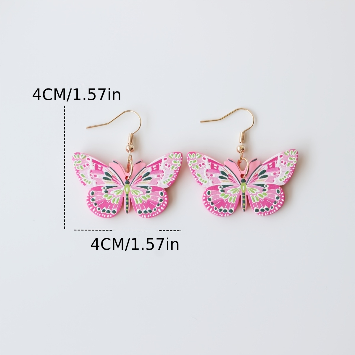 Women's Retro Pink Butterfly Drop Earrings